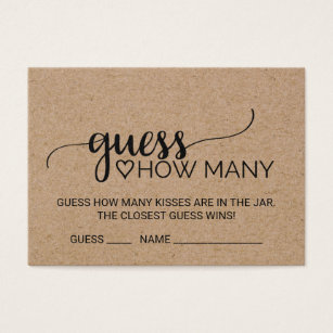 Sport Card Bridal Marriage Shower Products Zazzle image relating to How Many Kisses for the Soon to Be Mrs Free Printable identify Match Card Bridal Wedding day Shower Products Zazzle